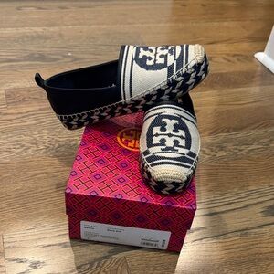 Tory Burch dark blue and Cream Espadrilles